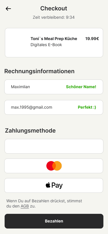 Mobile app interface