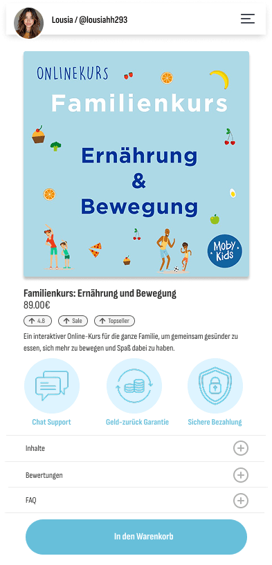 Mobile app interface