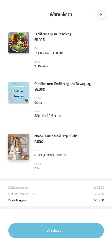 Mobile app interface