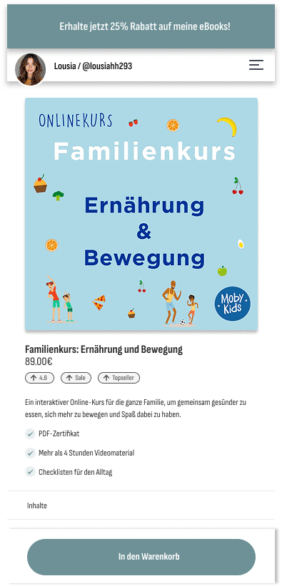 Mobile app interface